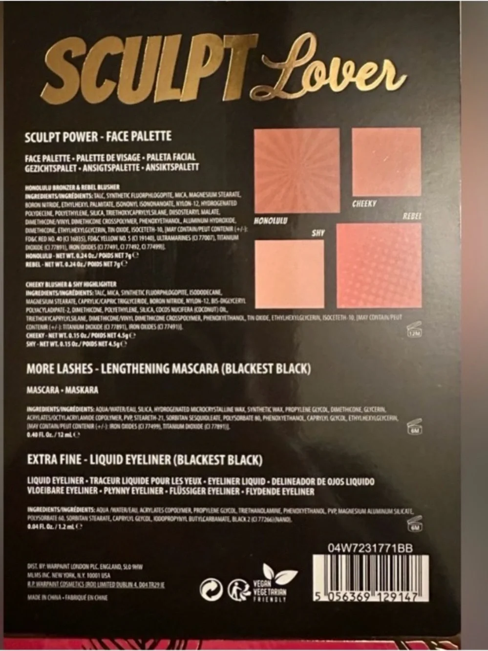 W7 Face Rebel 4 piece European Makeup Palettes Set New